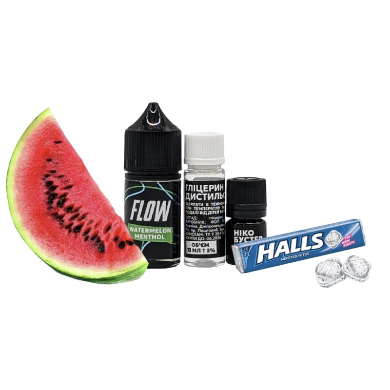 Набор для самозамеса Flow Watermelon Menthol (Арбуз Ментол, 50 мг, 30 мл) Набор для самозамеса Flow Watermelon Menthol (Арбуз Ментол, 50 мг, 30 мл)