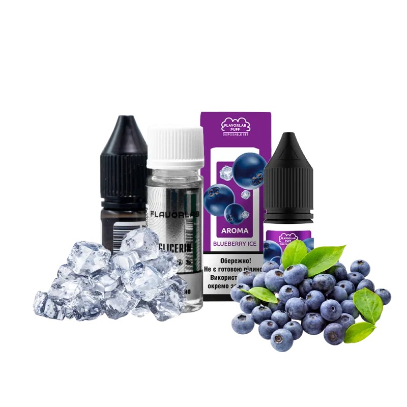 Набор для самозамеса Flavorlab Puff Blueberry ice (Черника, Лёд, 10 мл) Набор для самозамеса Flavorlab Puff Blueberry ice (Черника, Лёд, 10 мл)